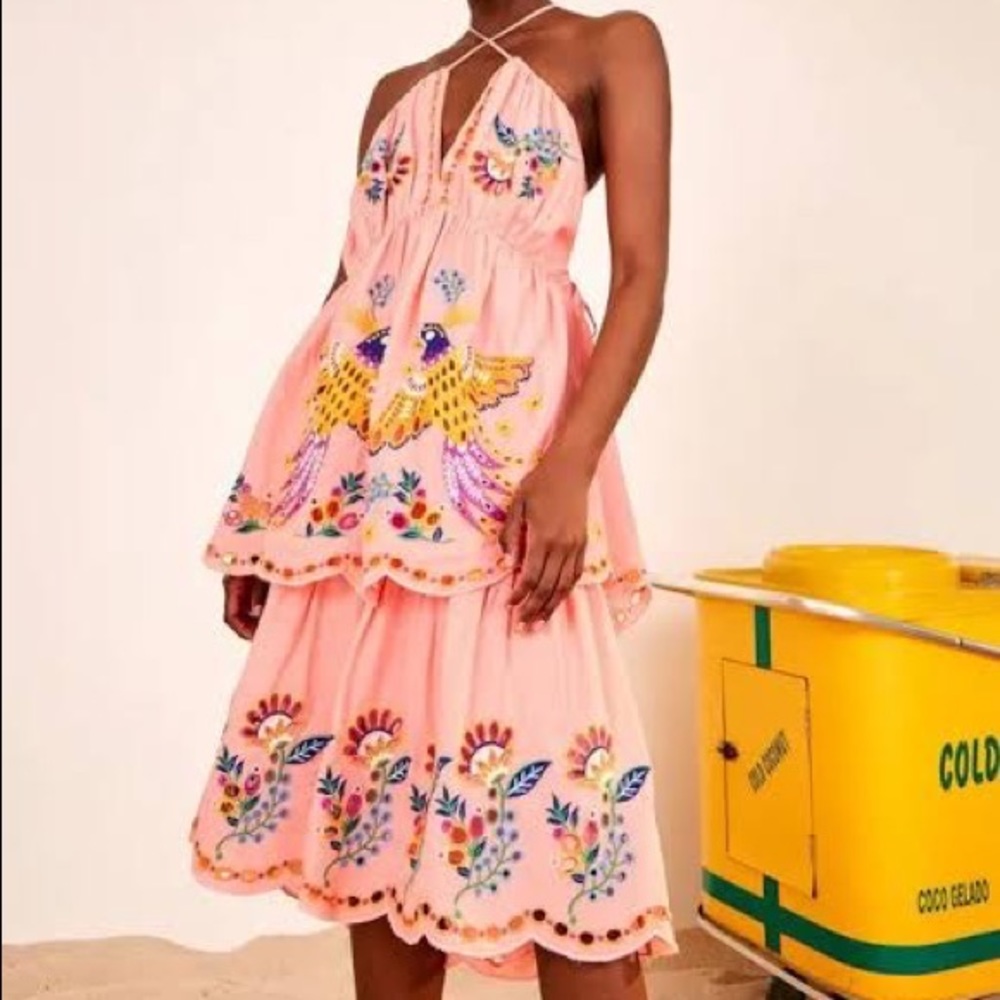 Farm Rio Richelieu Crossed Front Midi Dress